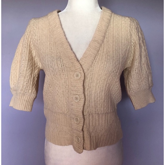 French Connection Sweaters - French connection wool short puff sleeve cardigan